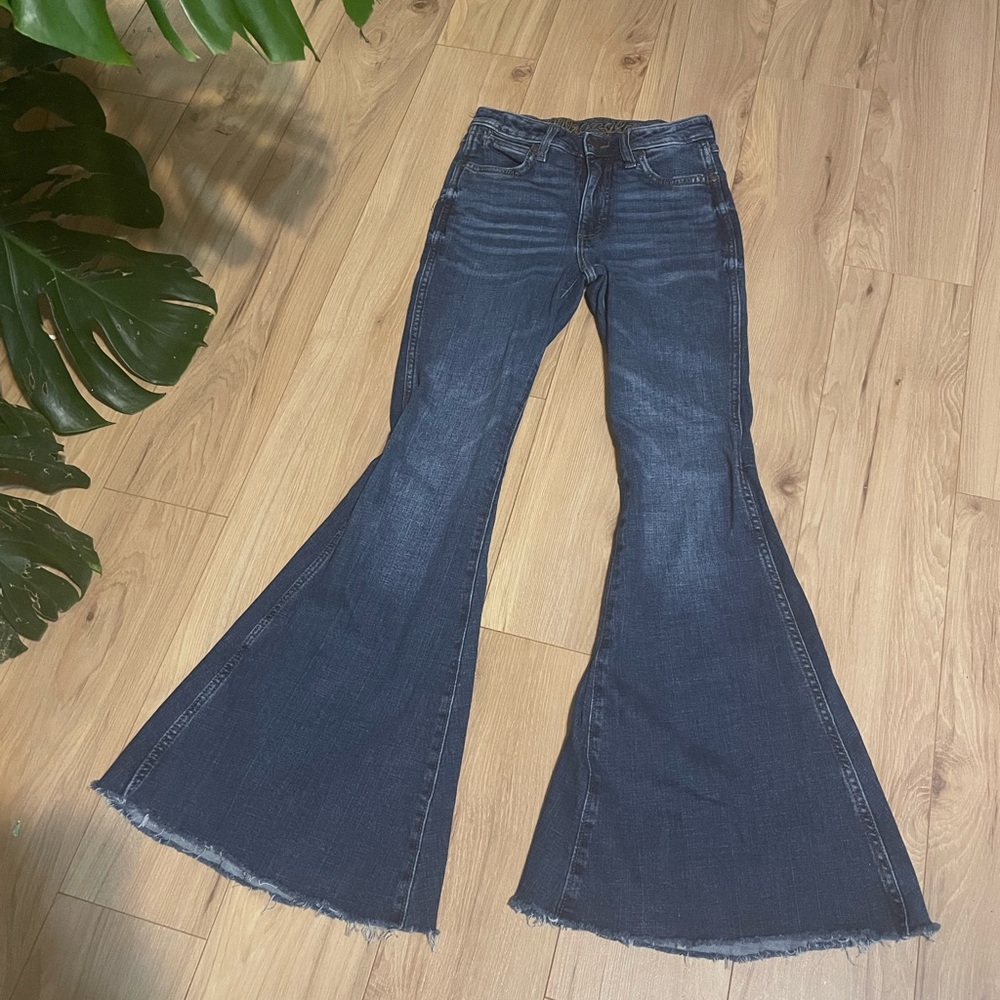 Wrangler Dark Blue High-Rise Flare Jeans